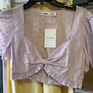 Elodie Lavender Eyelet Bow Top